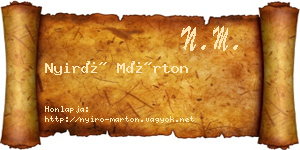 Nyirő Márton névjegykártya